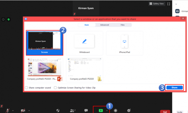 Cara share screen ppt di Zoom